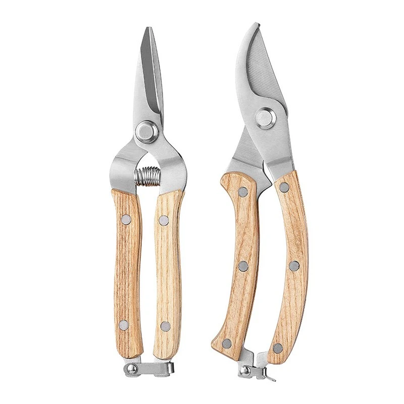 Multi-Functional Curved Garden Tools Pruning Shears Wood Grain Handle factory